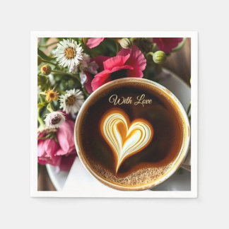 Serviette En Papier Tasse de café personnalisée "Avec amour" et coquel
