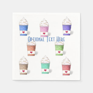 Serviette En Papier Tasses à café en couleurs complètes