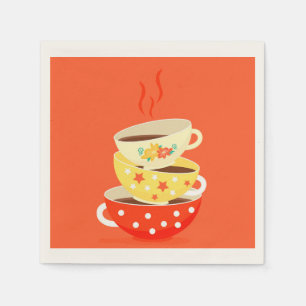 Serviette En Papier Tasses à thé rétro Vintages et art fantastique