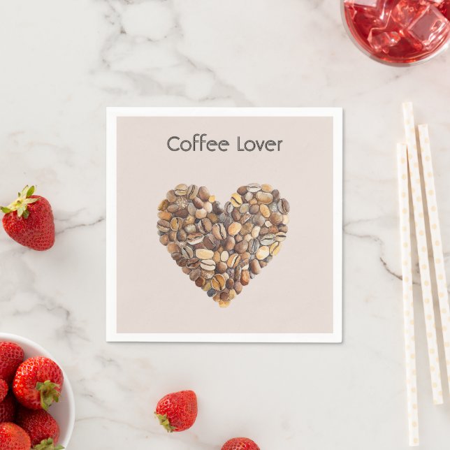 Serviette En Papier Tasses cœur café crème (En situation)