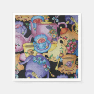 Serviette En Papier Tasses de thé et théières