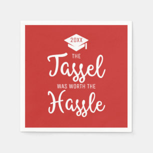 Serviette En Papier Tassle vaut le rouge de casquette d'obtention du