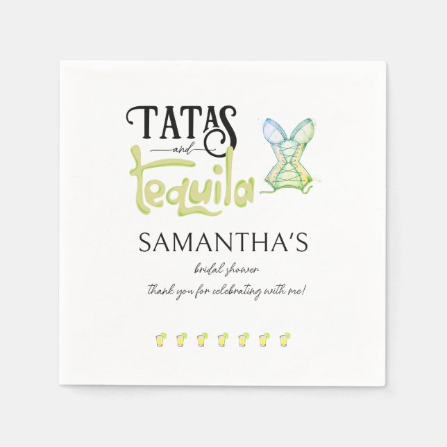 Serviette En Papier Tatas & Tequila Fête de Fiançailles Moderne Fiesta (Devant)