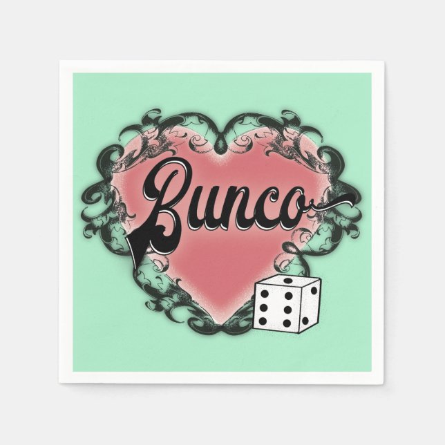 Serviette En Papier tatouage du coeur du bunco (Devant)