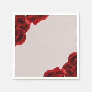 Serviette En Papier Taupe Bleu Rouge Aquarelle Rose Mariage moderne