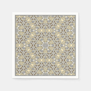 Serviette En Papier Taupe Brown Gris Beige Mosaïque Kaleidoscope Motif