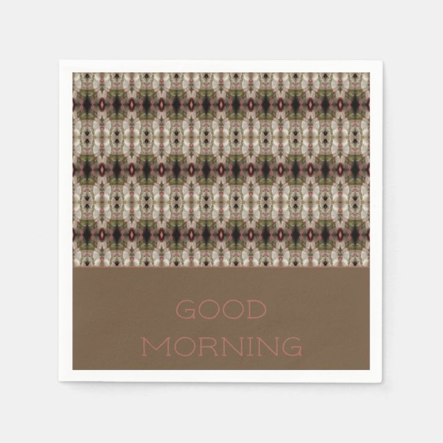 Serviette En Papier Taupe Gris Et Rose (Devant)