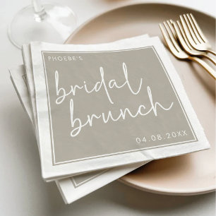 Serviette En Papier Taupe Minimaliste Script Bridal Brunch