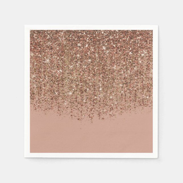 Serviette En Papier Taupe Pink & Bronze Gold Parties scintillant Glam  (Devant)