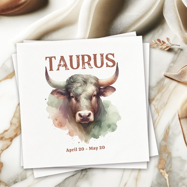 Serviette En Papier Taurus Bull Zodiac Thématique fête d'anniversaire (Coordinate Your Taurus Zodiac-Themed Party with Extras Like These Customizable Paper Napkins!)