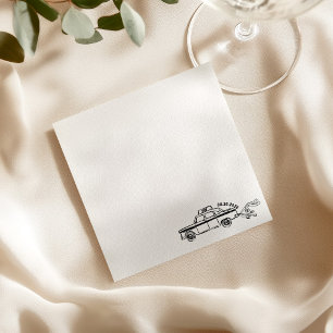 Serviette En Papier Taxi mariage juste mariés dessiné à la main