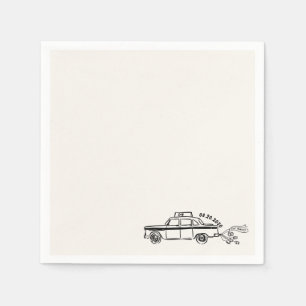 Serviette En Papier Taxi mariage juste mariés dessiné à la main