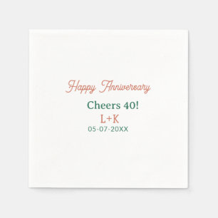 Serviette En Papier Tchin 40 joyeux anniversaire orange vert nom date