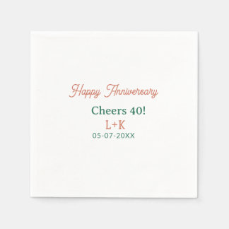 Serviette En Papier Tchin 40 joyeux anniversaire orange vert nom date