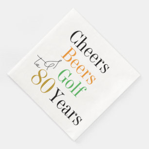 Serviette En Papier Tchin Tchin Bières Golf Fête d'anniversaire 80 ans