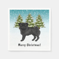 Tchiot Carlin Mignon Chien de Dessin Animé Forêt H