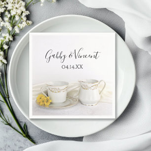 Serviette En Papier Tea Cup avec Mariage de marguerites jaunes