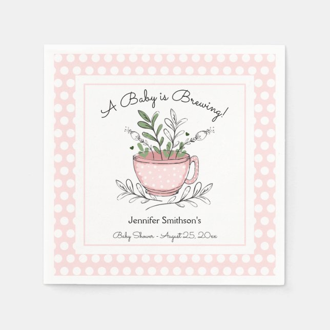 Serviette En Papier Tea Cup Tea Party Baby shower (Devant)