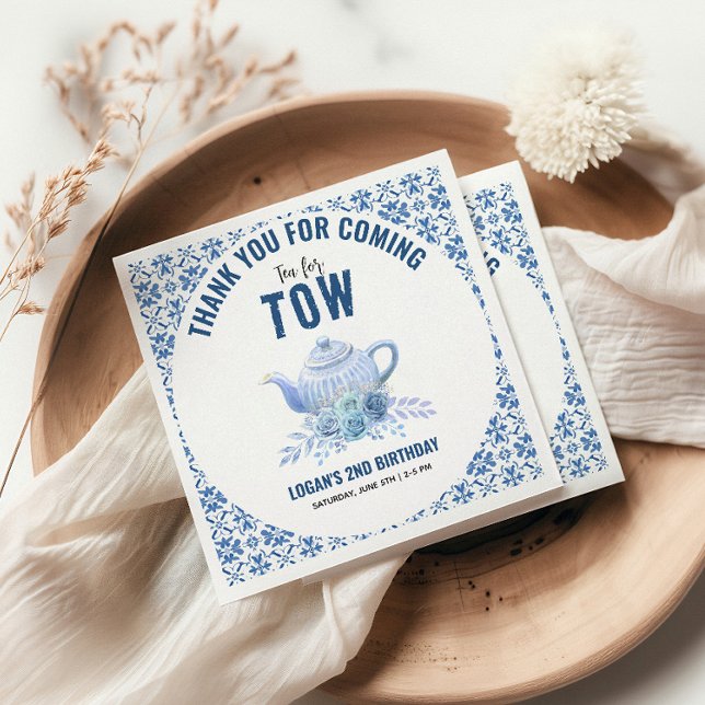 Serviette En Papier Tea for Two – Floral 2nd Birthday Party (Créateur téléchargé)
