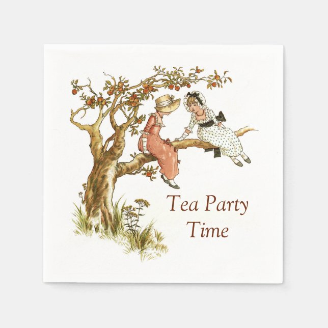 Serviette En Papier Tea Party avec Kate Greenaway illustration (Devant)