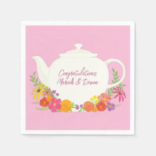 Serviette En Papier Tea Party Baby shower Teapot Rose Girl