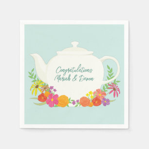 Serviette En Papier Tea Party Baby shower Teapot Spring Floral