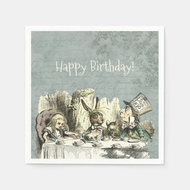 Serviette En Papier Tea Party de vintage Wonderland (Devant)