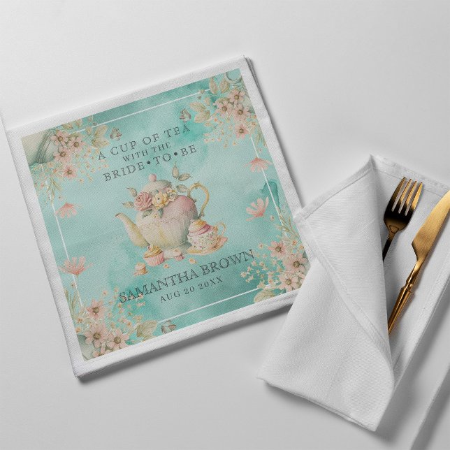 Serviette En Papier Tea Party fleur sauvage Fête des mariées bleue Tur (Créateur téléchargé)