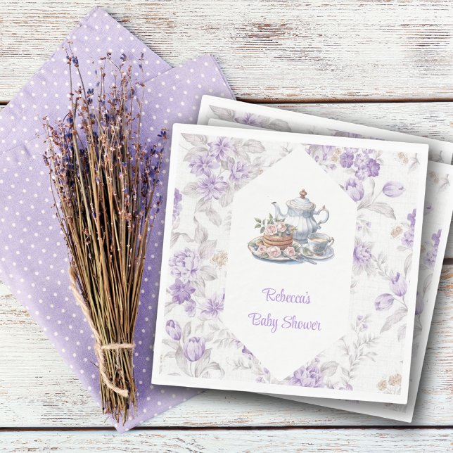 Serviette En Papier Tea Party Lavender Garden Baby shower Floral (Créateur téléchargé)