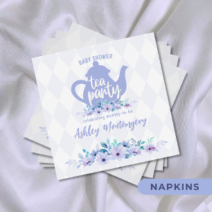 Serviette En Papier Tea Party Purple Aquarelle Baby shower