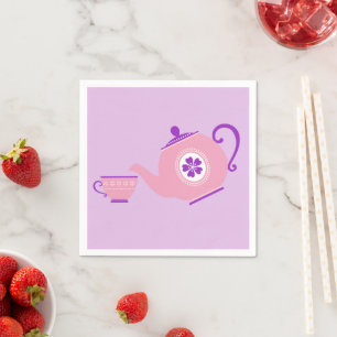 Serviette En Papier Tea party rose + violet