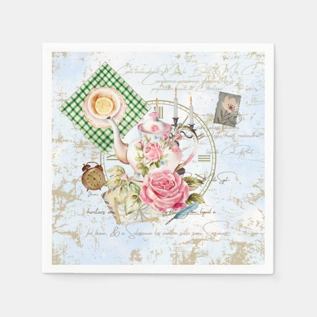 Serviette En Papier Tea Party vintage (Devant)