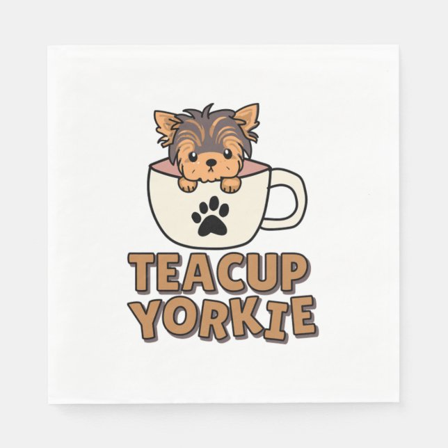 Serviette En Papier Teacup Yorkie chiot (Devant)