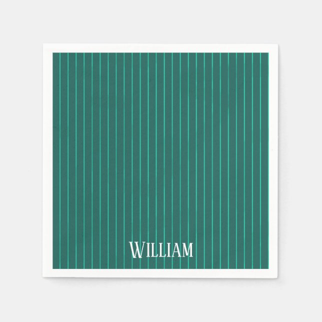 Serviette En Papier Teal pinstripes (Devant)