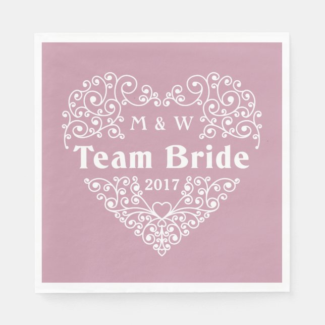 Serviette En Papier Team Bride monogrammes personnalisés et serviettes (Devant)