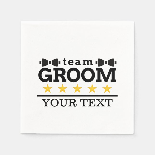 Serviette En Papier Team Groom | Garçon d'honneur | Célibataire | Noir (Devant)