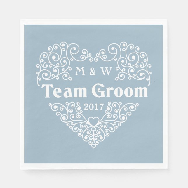 Serviette En Papier Team Groom monogrammes personnalisés et serviettes (Devant)