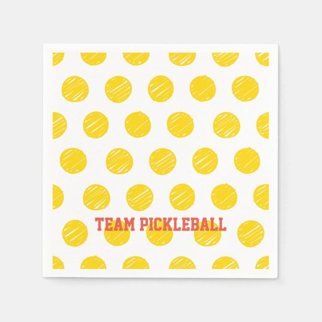 Serviette En Papier Team Pickleball Orange Yellow Balls White Sports (Devant)