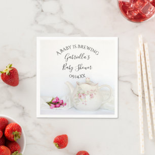 Serviette En Papier Teapot et roses roses roses bébé brasse douche