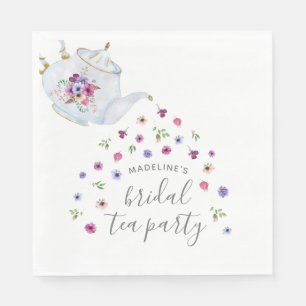 Serviette En Papier Teapot Floral Bridal Tea Party Invitation