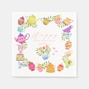 Serviette En Papier Teapots et tasses Anniversaire