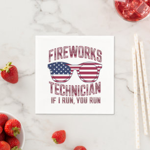Serviette En Papier Technicien de feux d'artifice 4 juillet drôle Usa