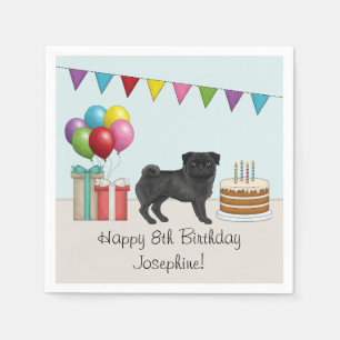 Serviette En Papier Teckkel noir mignon chien de dessin animé Joyeux A