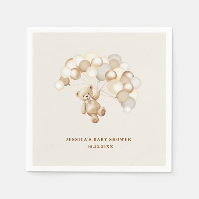Serviette En Papier Teddy Bear Baby Shower (Devant)