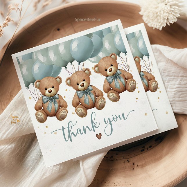Serviette En Papier Teddy Bear Baby shower c'est TRIPLETS (teddy bear baby shower napkins, triplets baby shower decor, it's triplets party napkins, cute bear b)