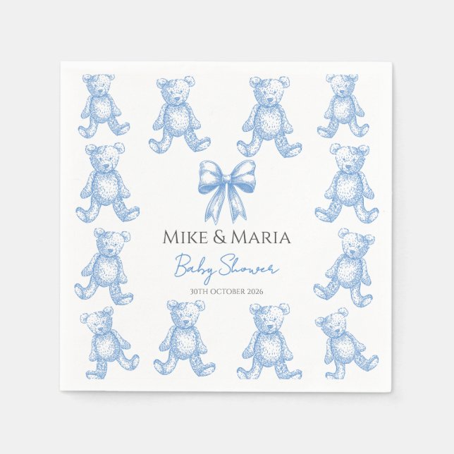Serviette En Papier Teddy bear baby shower napkins (Devant)