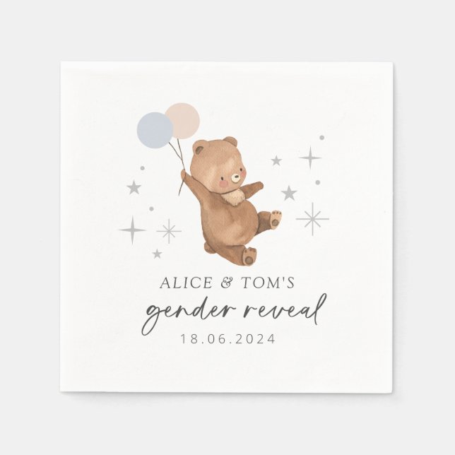 Serviette En Papier Teddy Bear Balloons Sexe Reveillez (Devant)