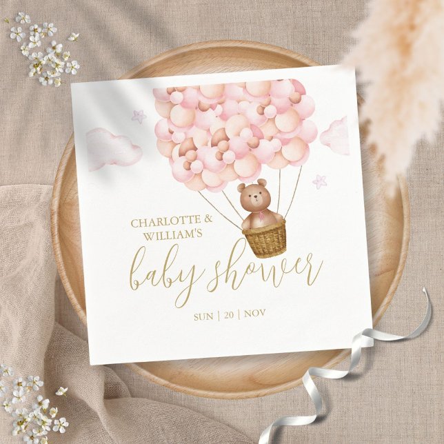 Serviette En Papier Teddy Bear Bearly Wait Pink Girl Baby shower (Créateur téléchargé)