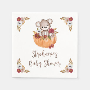Serviette En Papier Teddy Bear Citrouille Fall Floral Baby shower