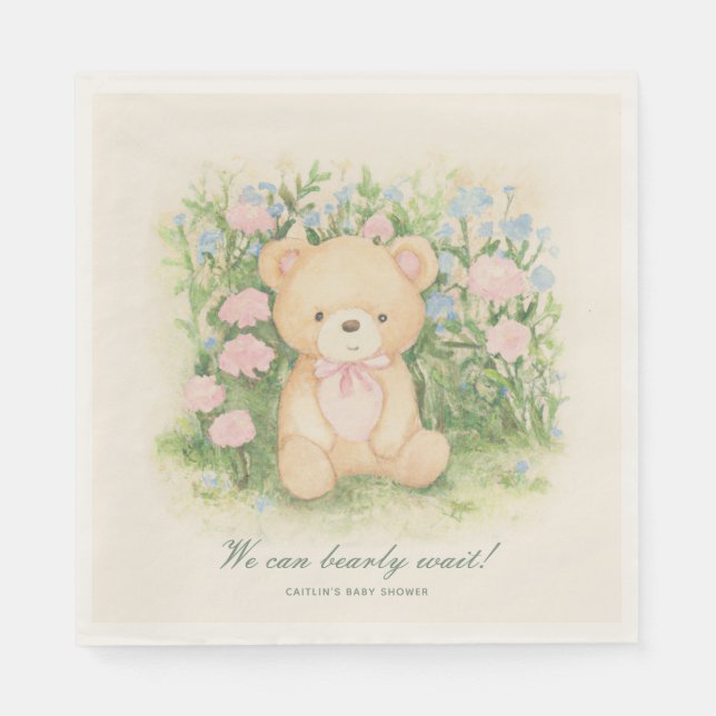 Serviette En Papier Teddy Bear Garden Baby shower classique (Devant)